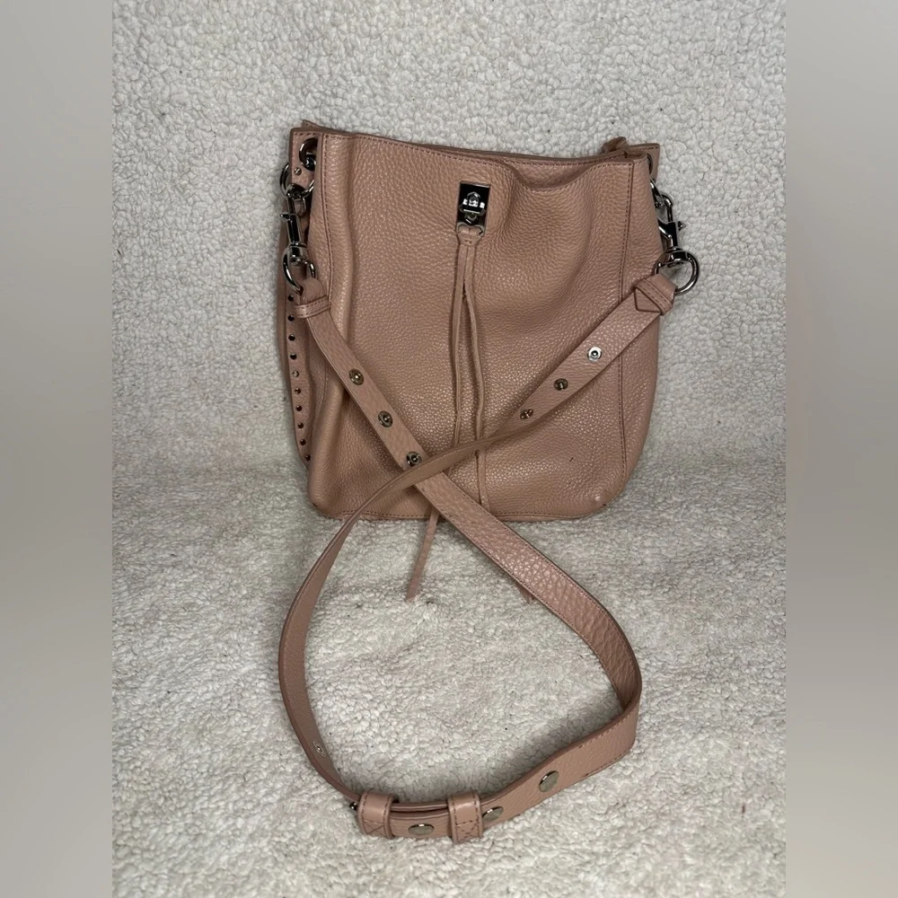 Rebecca Minkoff Darren Deerskin Leather Shoulder Bag Pink Slouchy Soft Classy - Picture 2 of 8